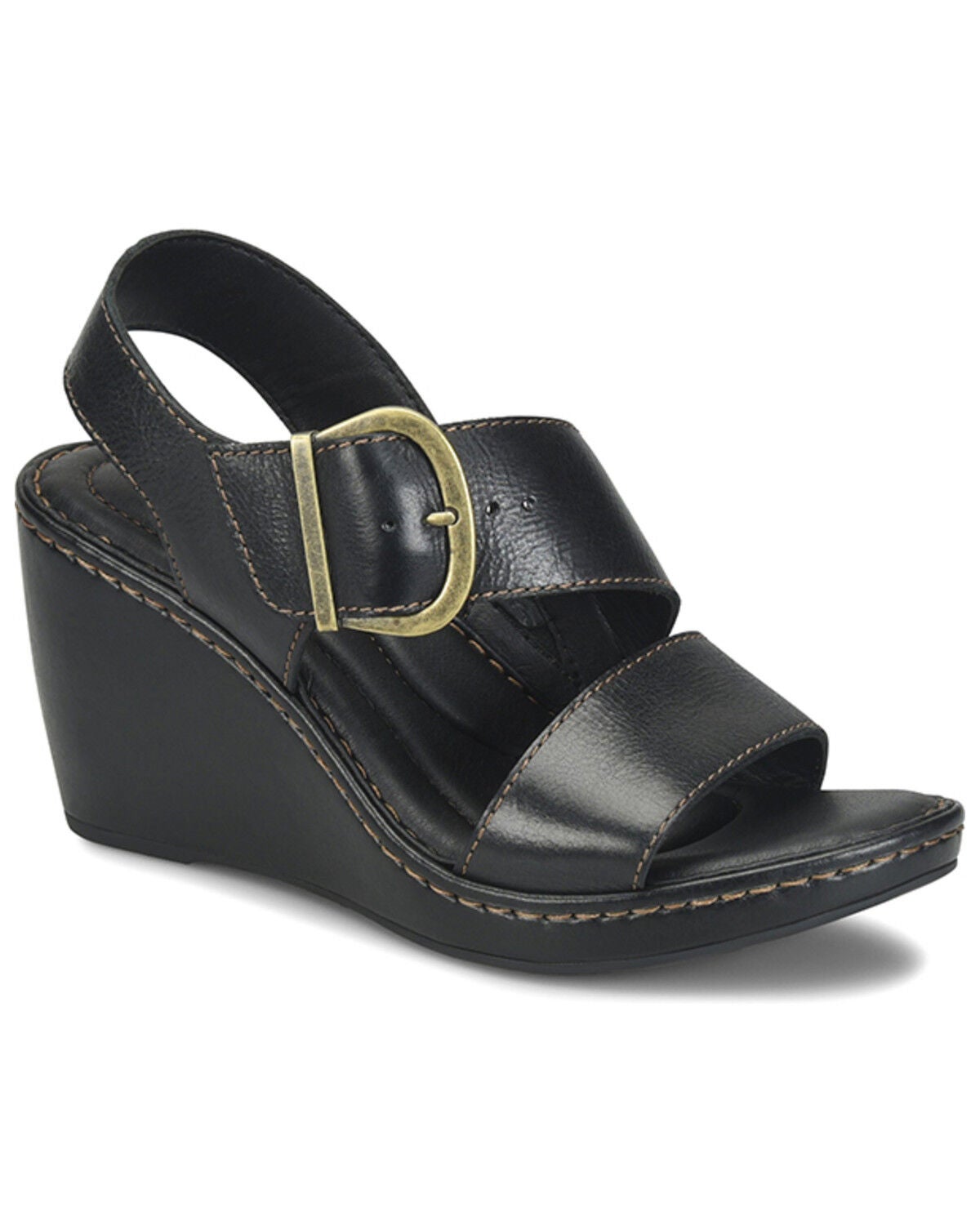 Image #1 - Born Women's Sapphire Wedge Sandals, Black, hi-res