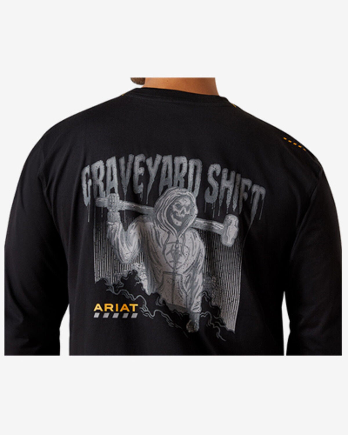 Image #3 - Ariat Men's Workman Graveyard Long Sleeve Graphic Work T-Shirt, Black, hi-res