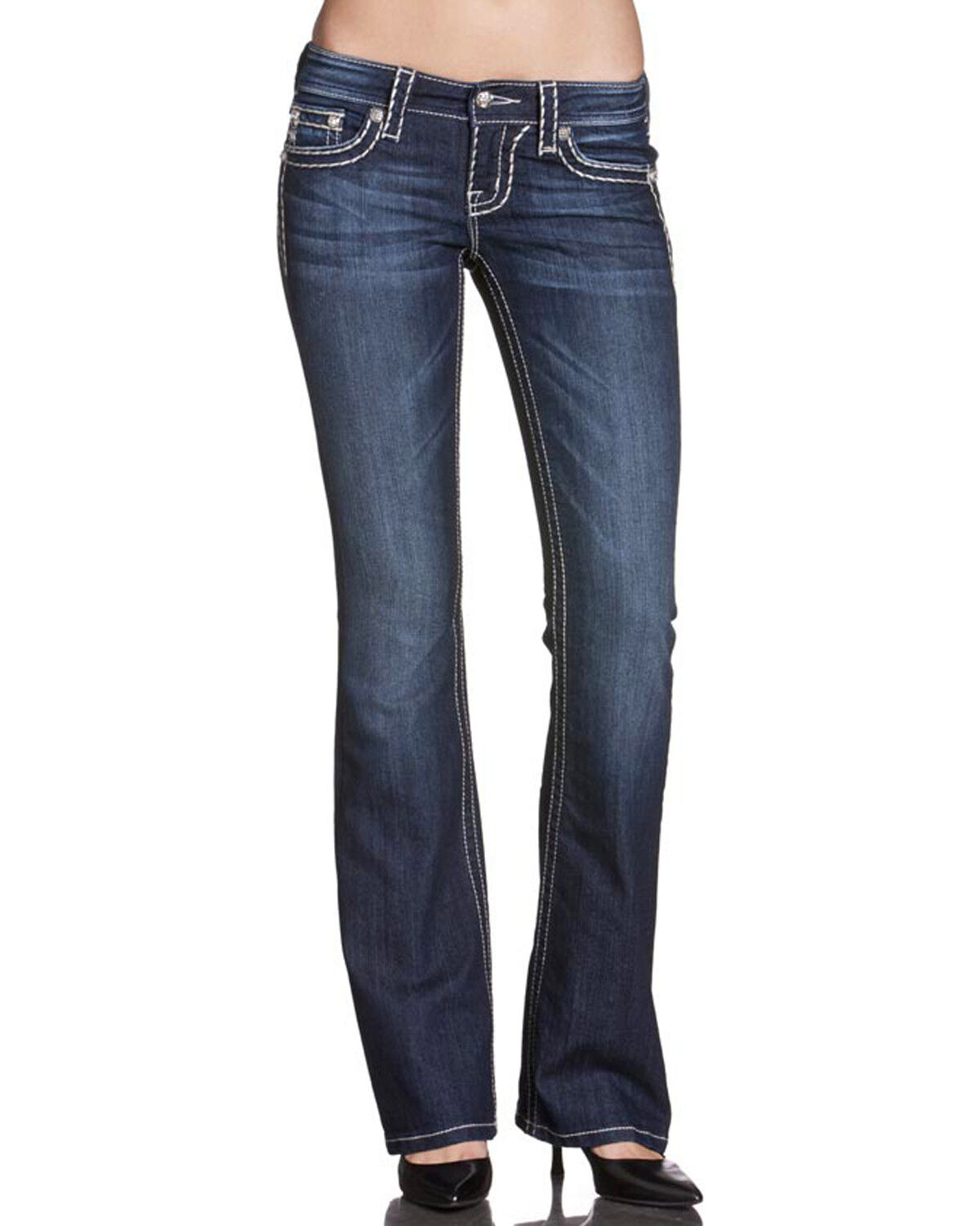 Miss Me Women's Piped Icing Saddle Stitched Jeans - Boot Cut
