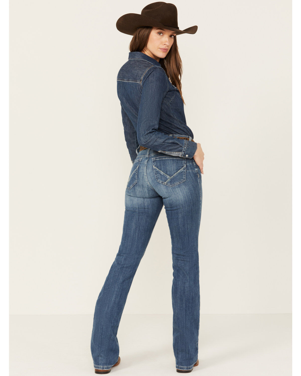 Image #4 - Ariat Women's Malaysia Dark Wash Perfect Rise Annie Stretch Bootcut Jeans, Dark Wash, hi-res