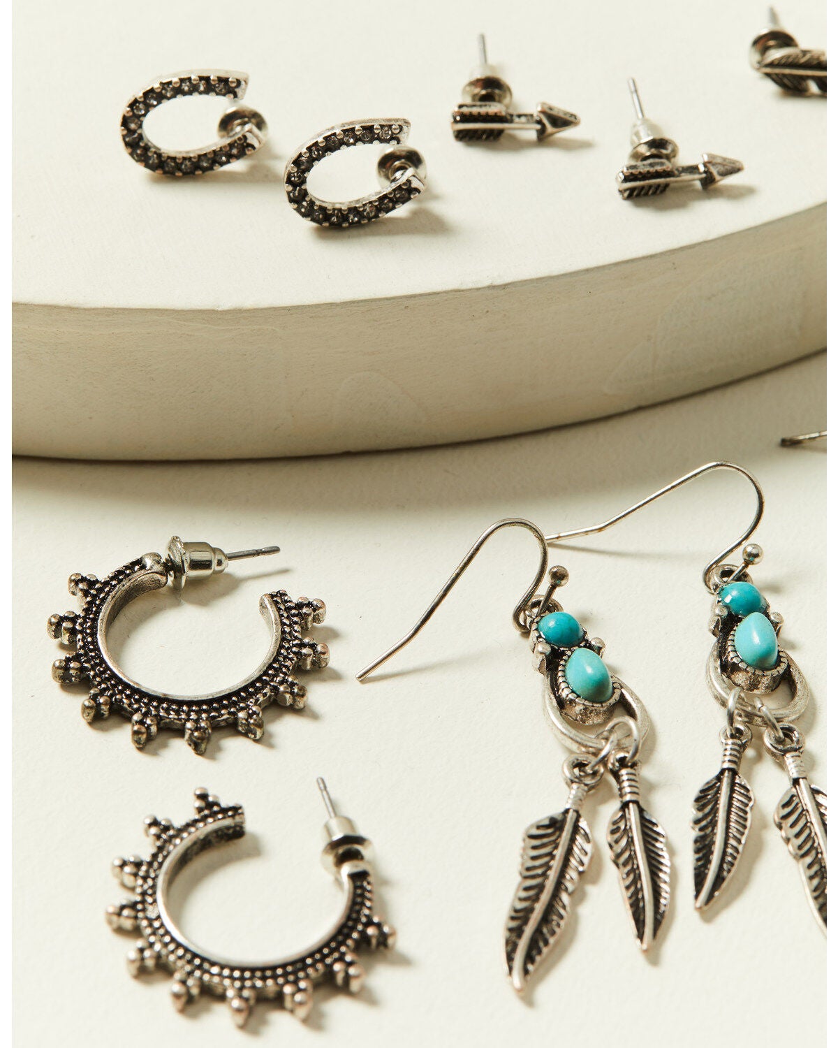 Image #2 - Shyanne Women's Cross Feather Earring 6-Piece Set, Silver, hi-res