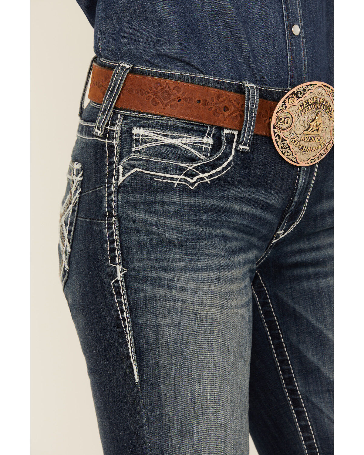 Image #4 - Ariat Women's Mid Rise Boot Cut Real Riding Jeans, Indigo, hi-res