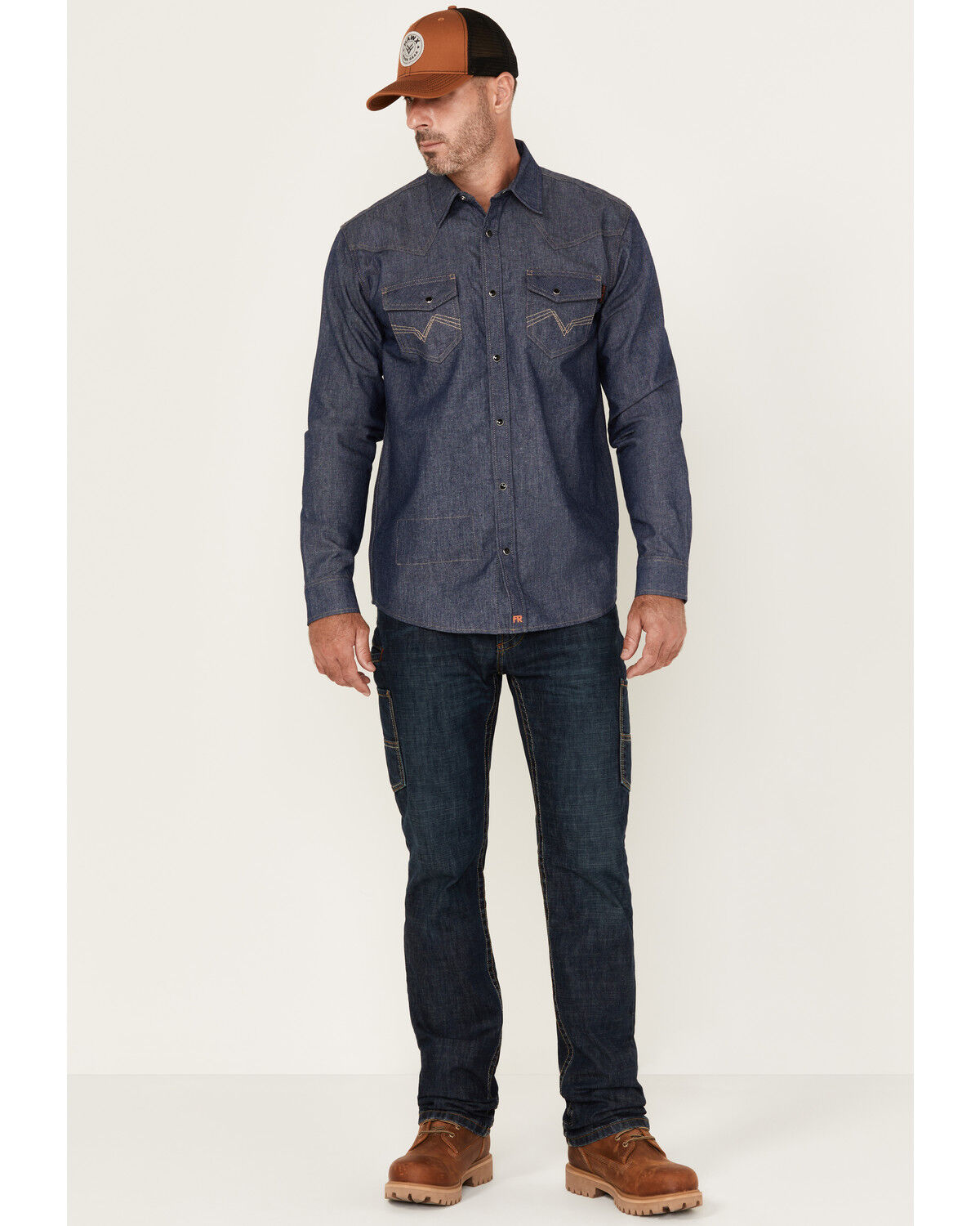 Image #1 - Lapco Men's FR Medium Wash Tapered Leg Utility Work Jeans, Dark Blue, hi-res