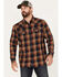 Image #1 - Moonshine Spirit Men's Rusted Still Plaid Print Snap Western Flannel Shirt, Navy, hi-res
