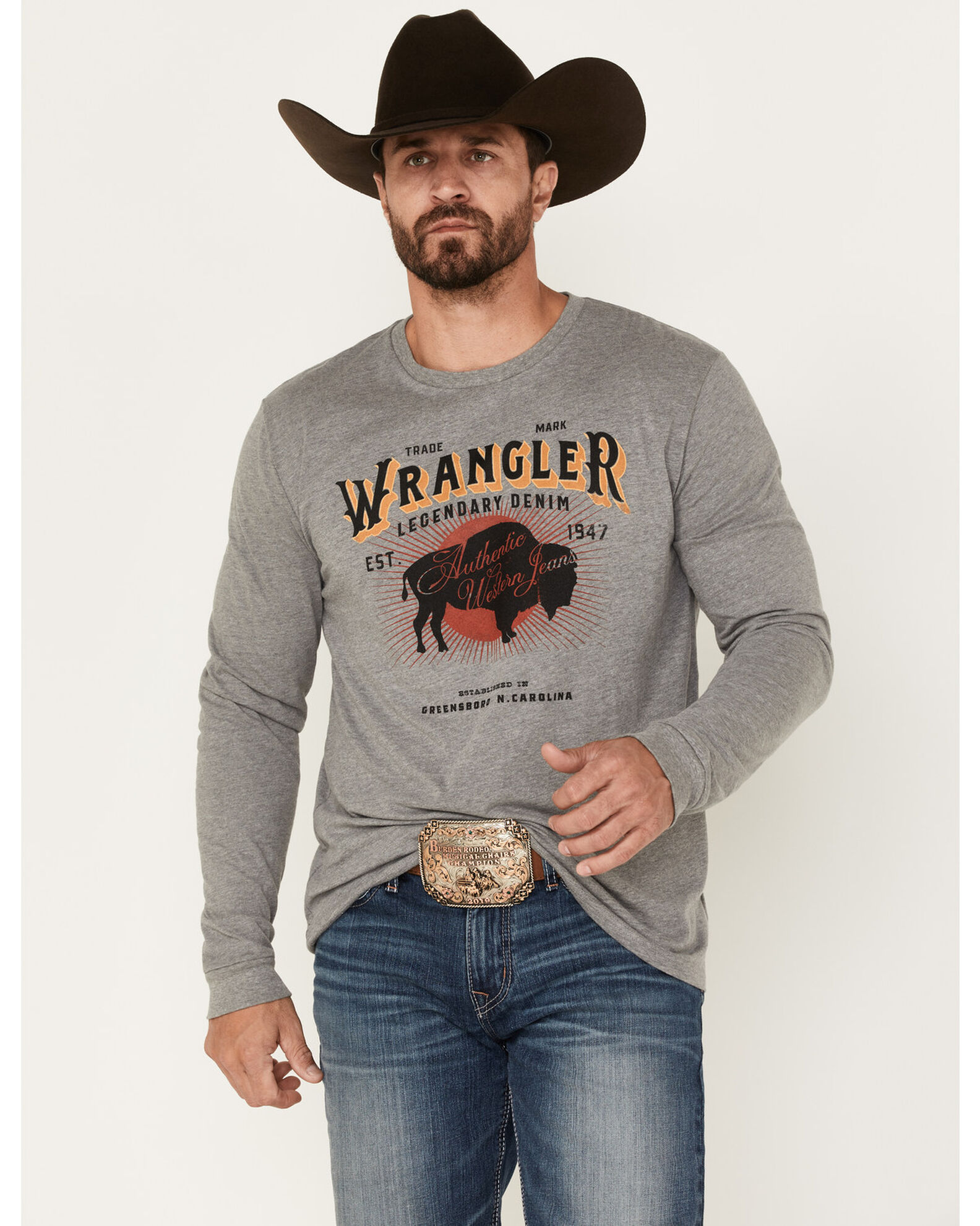 Wrangler Men's Buffalo Logo Graphic Long Sleeve T-Shirt | Boot Barn