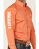 Panhandle Select Men's Logo Embroidered Long Sleeve Button-Down Western Shirt , Orange, hi-res