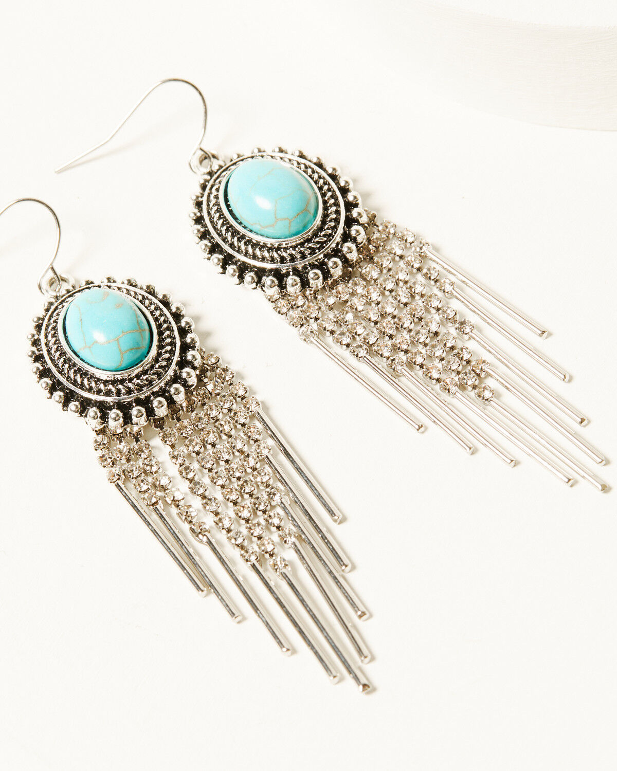 Image #1 - Shyanne Women's Rhinestone Fringe Earrings, Silver, hi-res