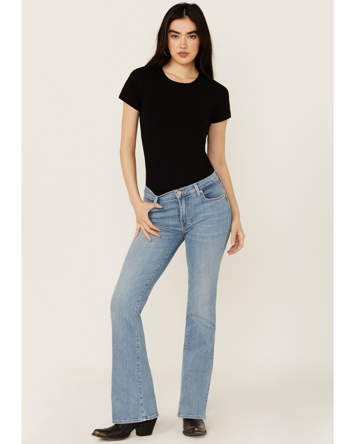 Image #1 - 7 For All Mankind Women's Light Wash Mid Rise Tailorless Bootcut Stretch Denim Jeans, Light Wash, hi-res