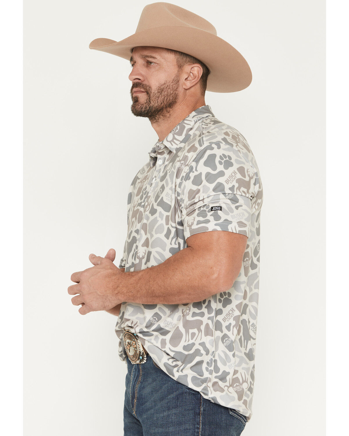 Image #2 - Buckwear Men's Busch Outdoors Short Sleeve Stretch Polo, Camouflage, hi-res