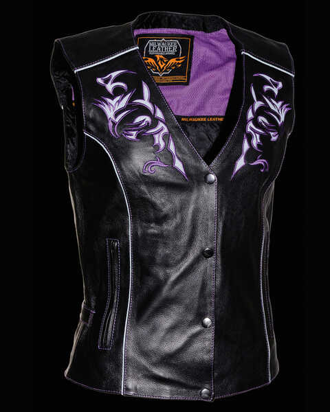Image #2 - Milwaukee Leather Women's Reflective Tribal Design Vest, , hi-res