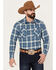 Image #1 - Pendleton Men's Canyon Plaid Print Long Sleeve Western Snap Shirt, Blue, hi-res
