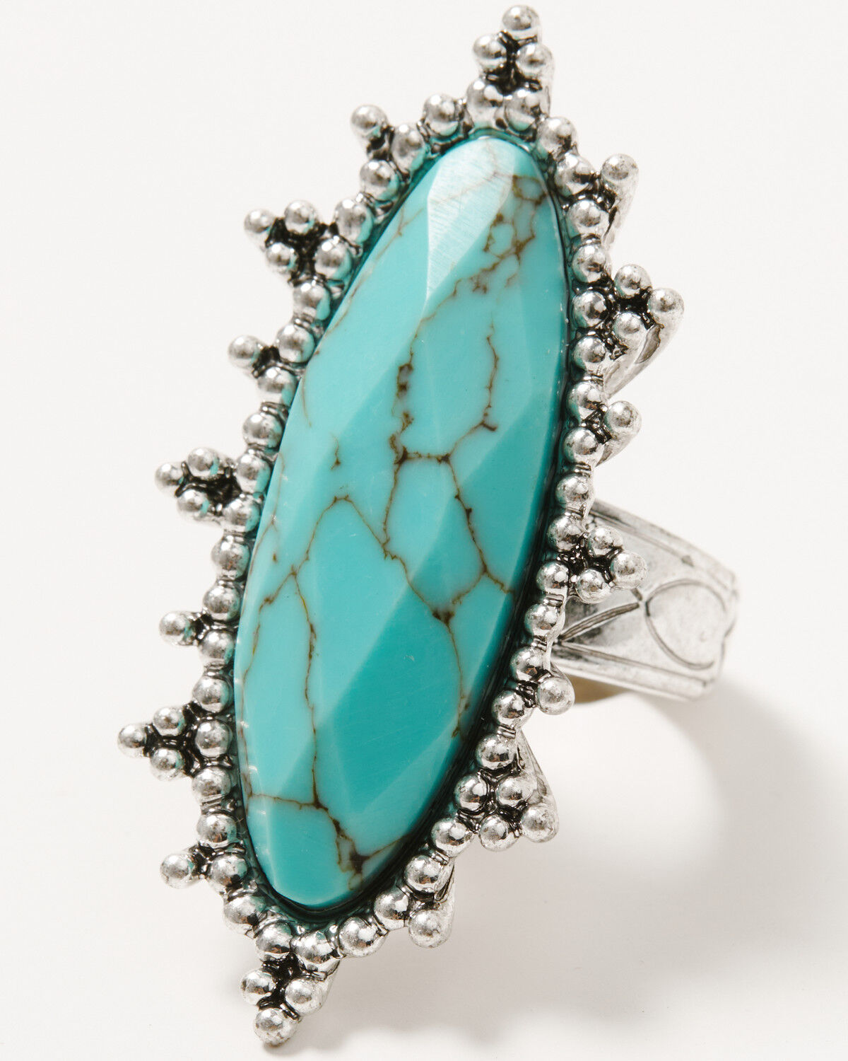 Image #1 - Lainey Wilson Women's Hold Me Faceted Oval Statement Ring, Silver, hi-res
