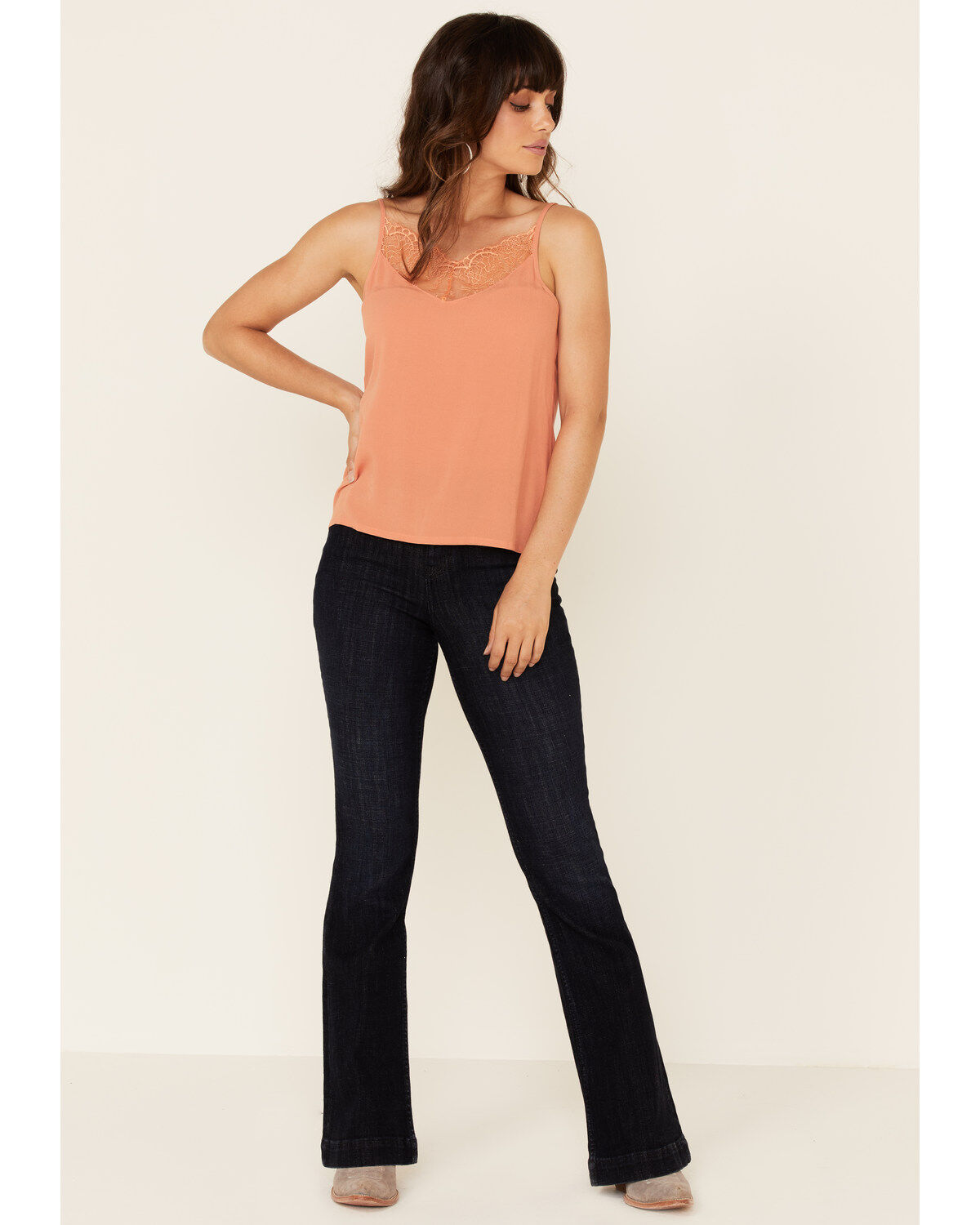 Image #2 - Idyllwind Women's Gone Wild Lace Cami, Peach, hi-res