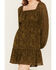 Image #3 - Jolt Women's Jacquard Long Sleeve Mini Dress, Olive, hi-res