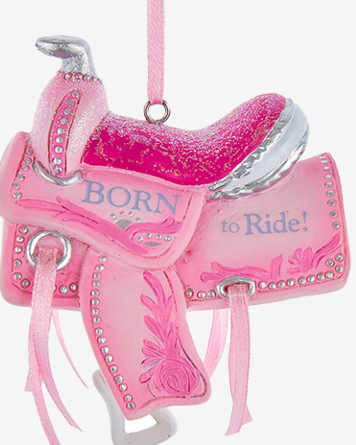 Kurt Adler Born To Ride Saddle Ornament, Pink, hi-res
