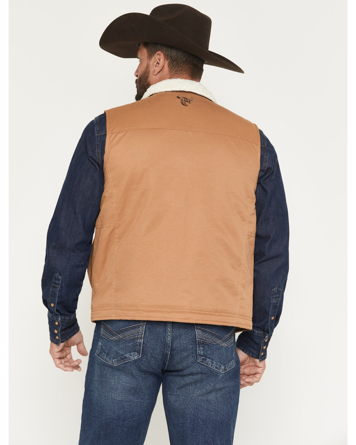 Image #4 - Cowboy Hardware Men's Skull Banner Twill Concealed Carry Vest, Tan, hi-res
