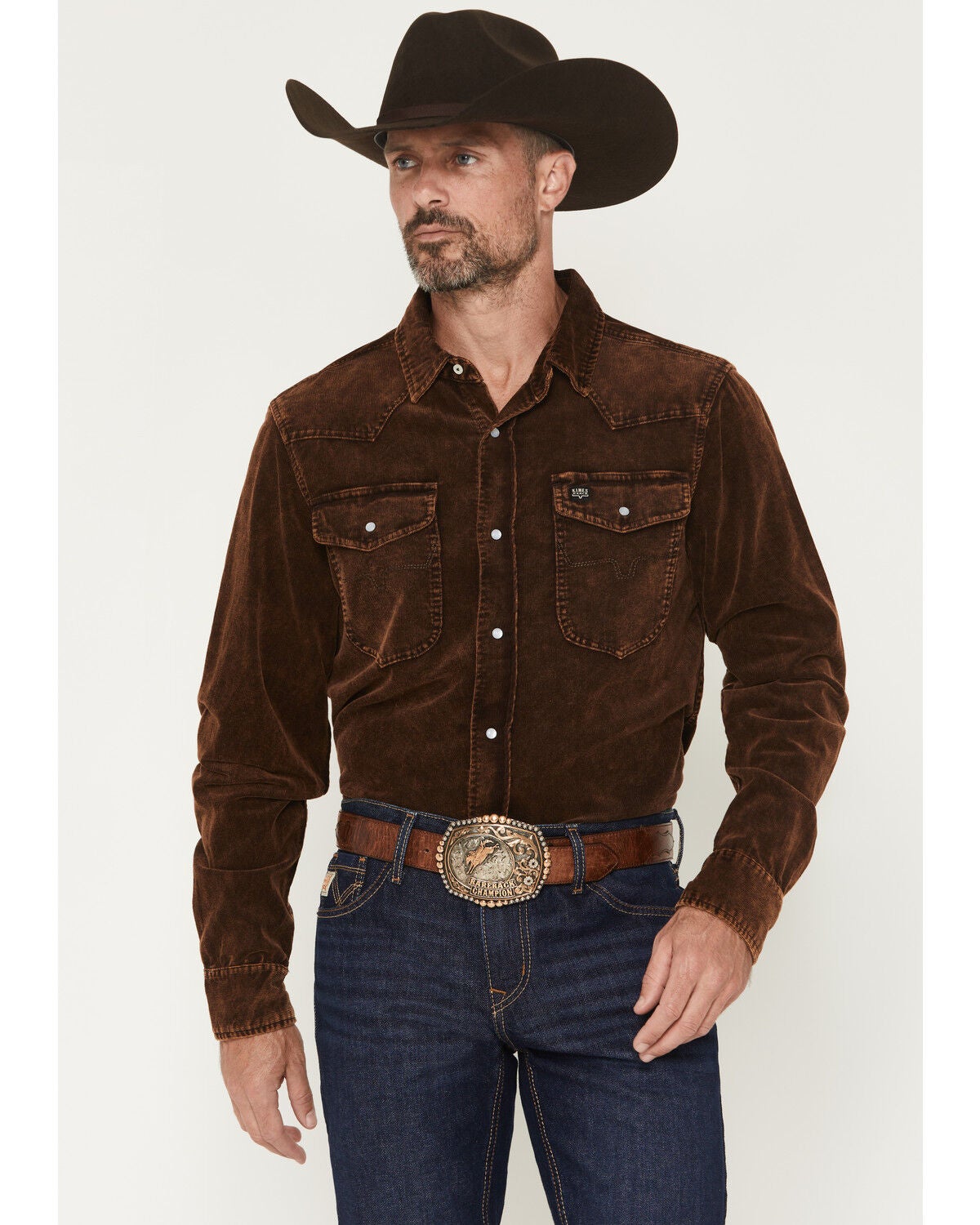 Kimes Ranch Men's Catalina Corduroy Long Sleeve Snap Western Shirt, Dark Brown, hi-res