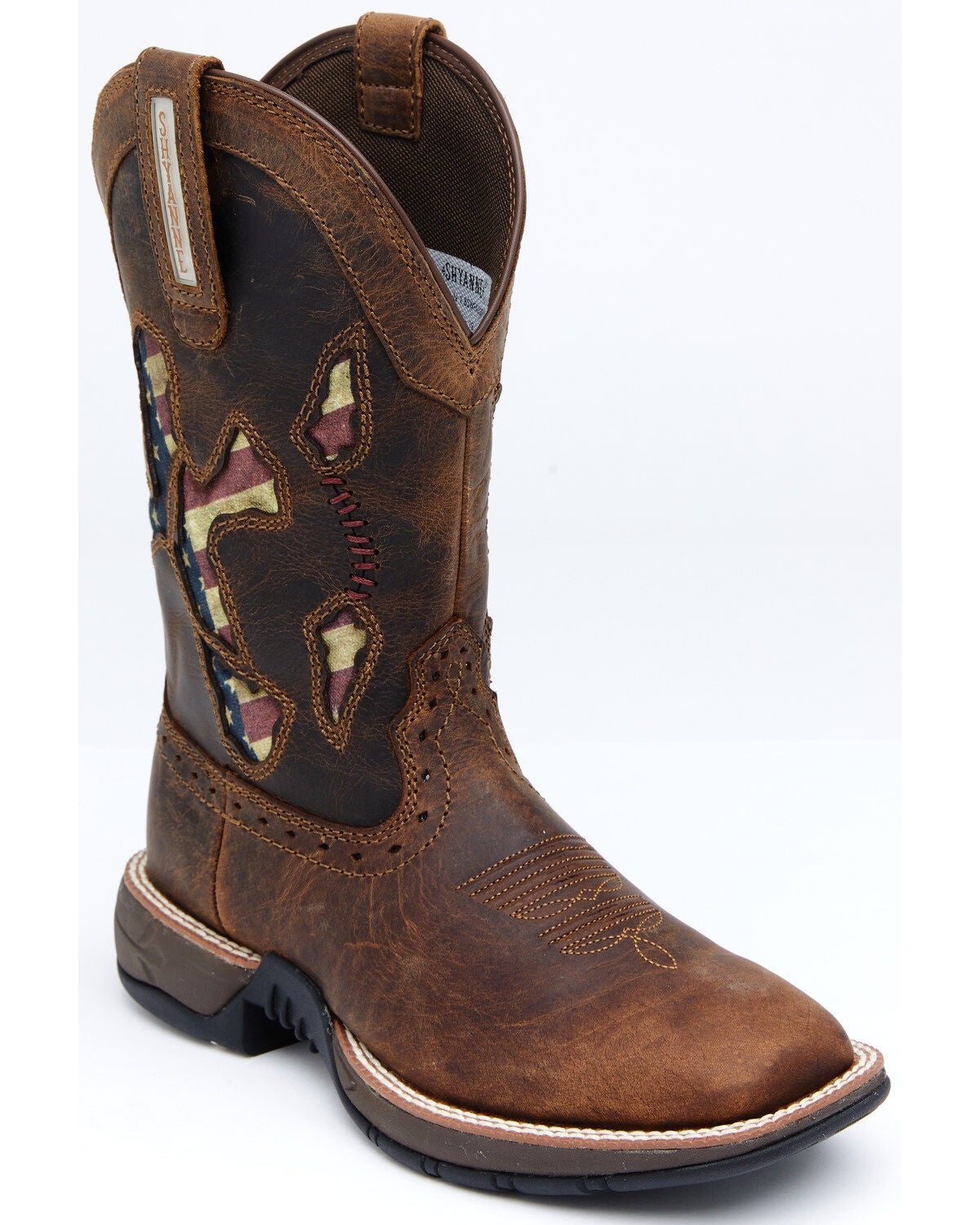 RANK 45&reg; Women's Lite Flag Western Performance Boots - Broad Square Toe, Brown, hi-res