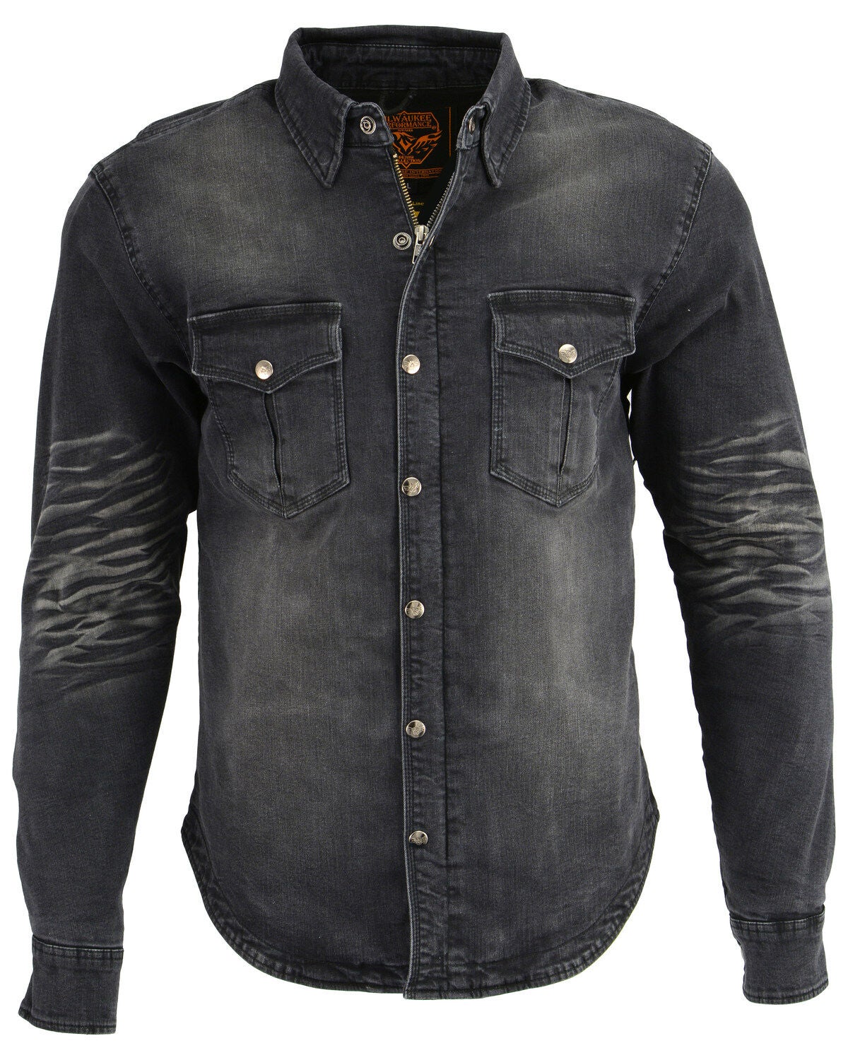 Milwaukee Performance Men's Denim Biker Shirt, Black, hi-res