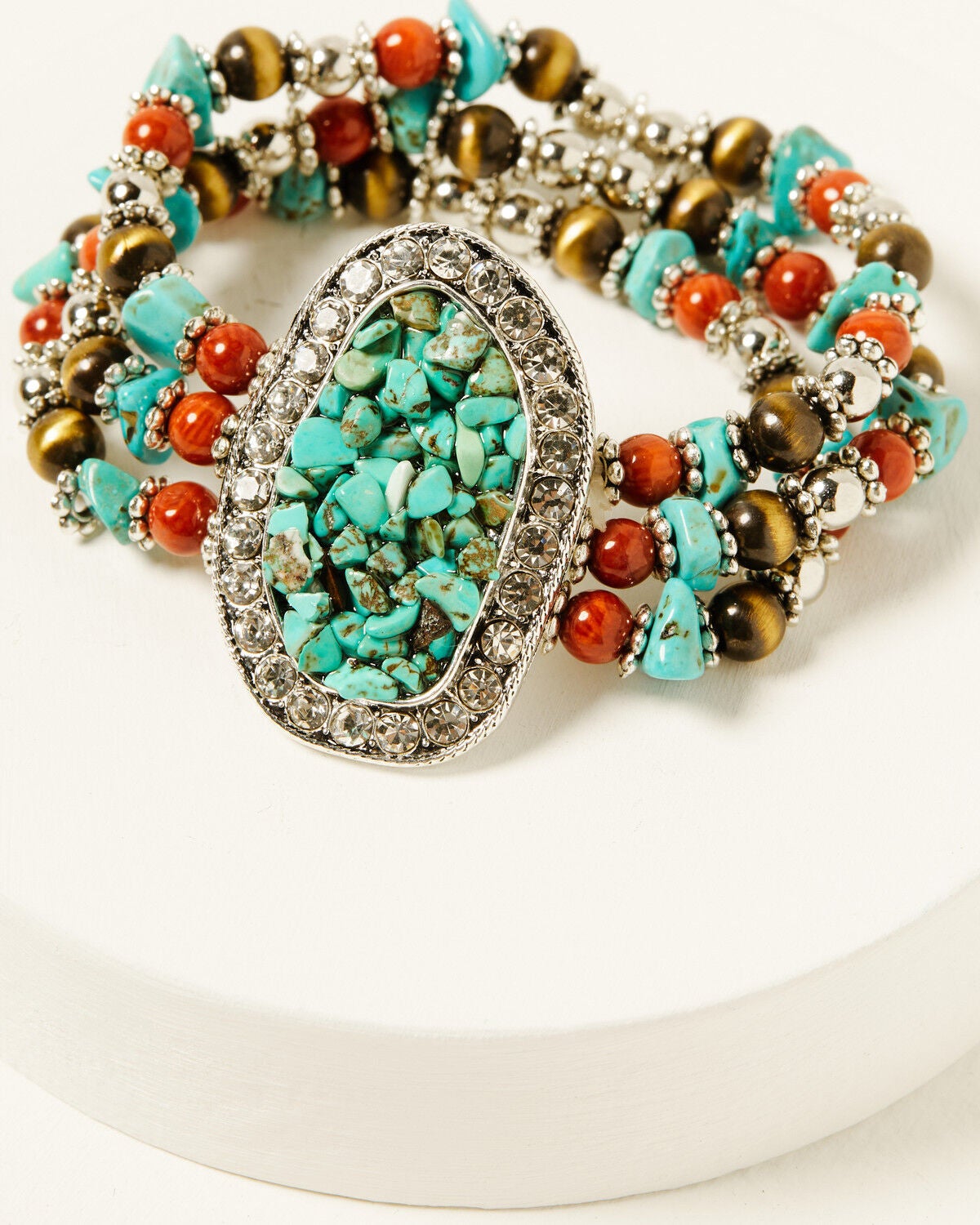 Shyanne Women's Multi-Layered Beaded Bracelet, Silver, hi-res