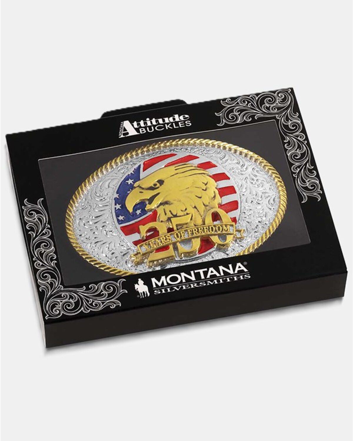 Image #3 - Montana Silversmiths Eagle 250 Years of Freedom Belt Buckle, Silver, hi-res