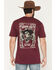 Image #1 - Moonshine Spirit Men's Backwoods Skeleton Short Sleeve Graphic T-Shirt, Burgundy, hi-res