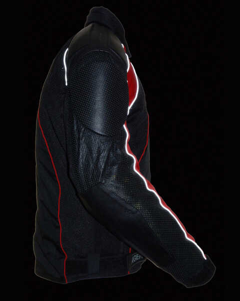 Image #5 - Milwaukee Leather Men's Combo Leather Textile Mesh Racer Jacket, Black/red, hi-res