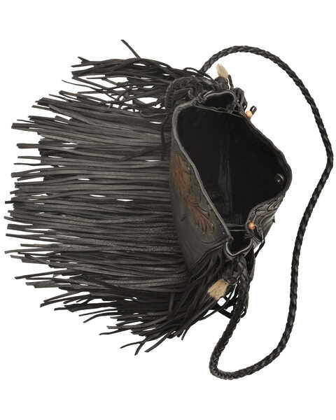 Image #3 - Kobler Leather Black Hand-Tooled Pouch Bag , Black, hi-res