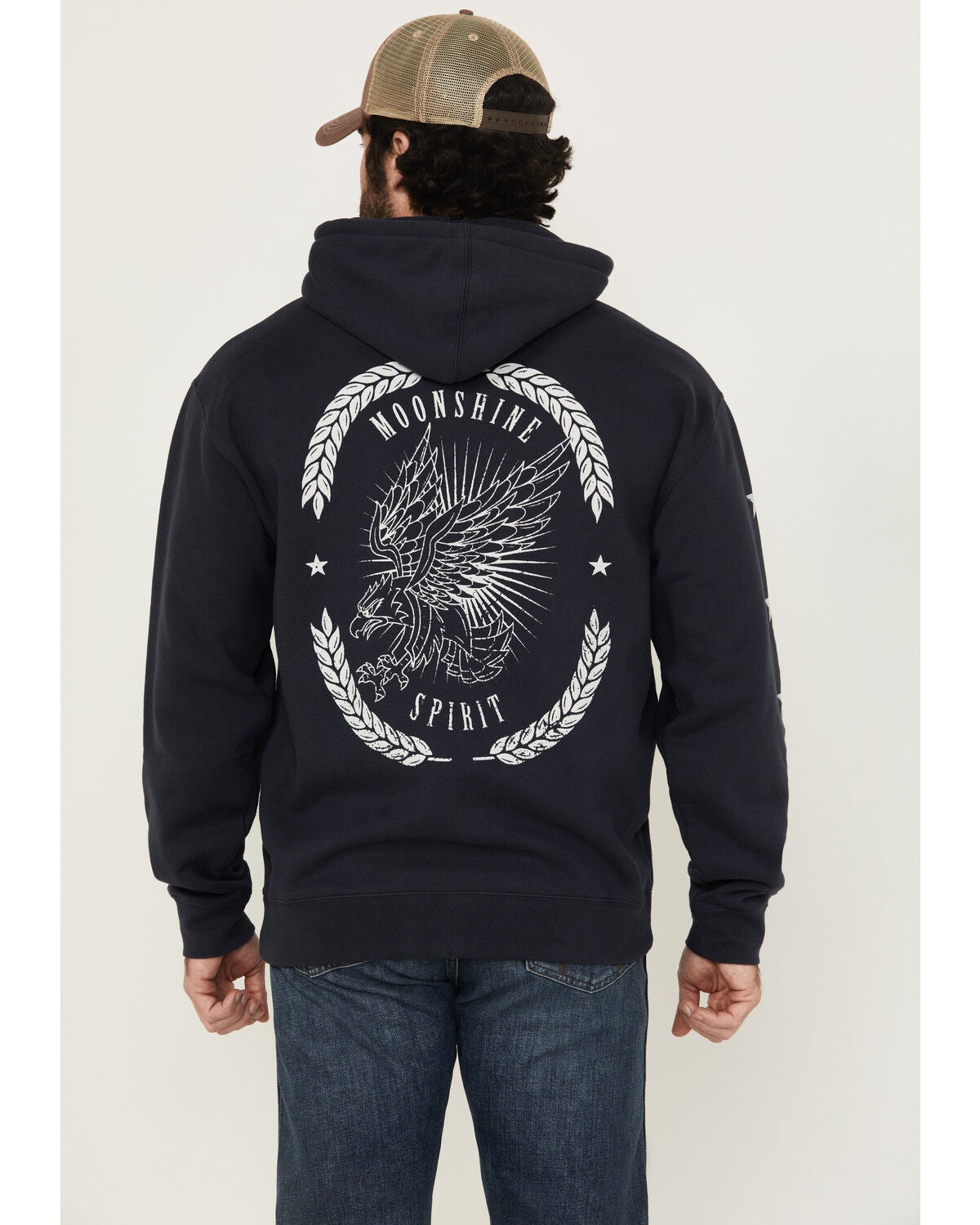 Moonshine Spirit&reg; Men's Eagle Star Graphic Hooded Sweatshirt, Navy, hi-res