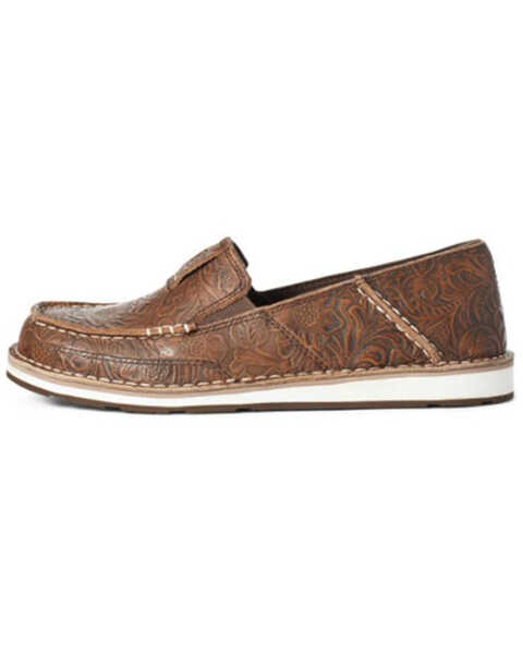 Ariat Women's Floral Embossed Cruiser Shoes - Moc Toe, Brown