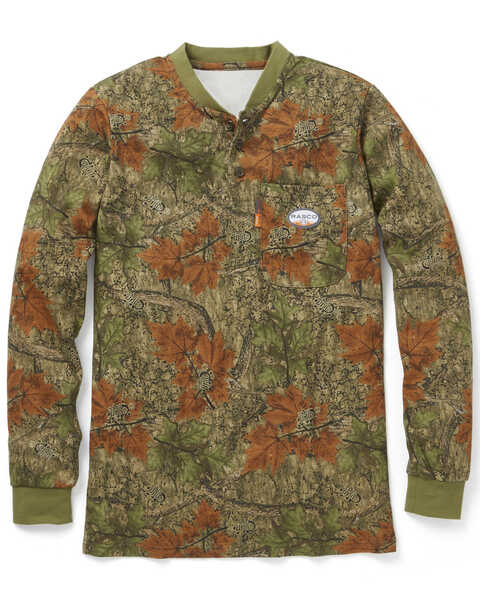 Image #1 - Rasco Men's Camo Print FR Long Sleeve Henley T-Shirt , Camouflage, hi-res