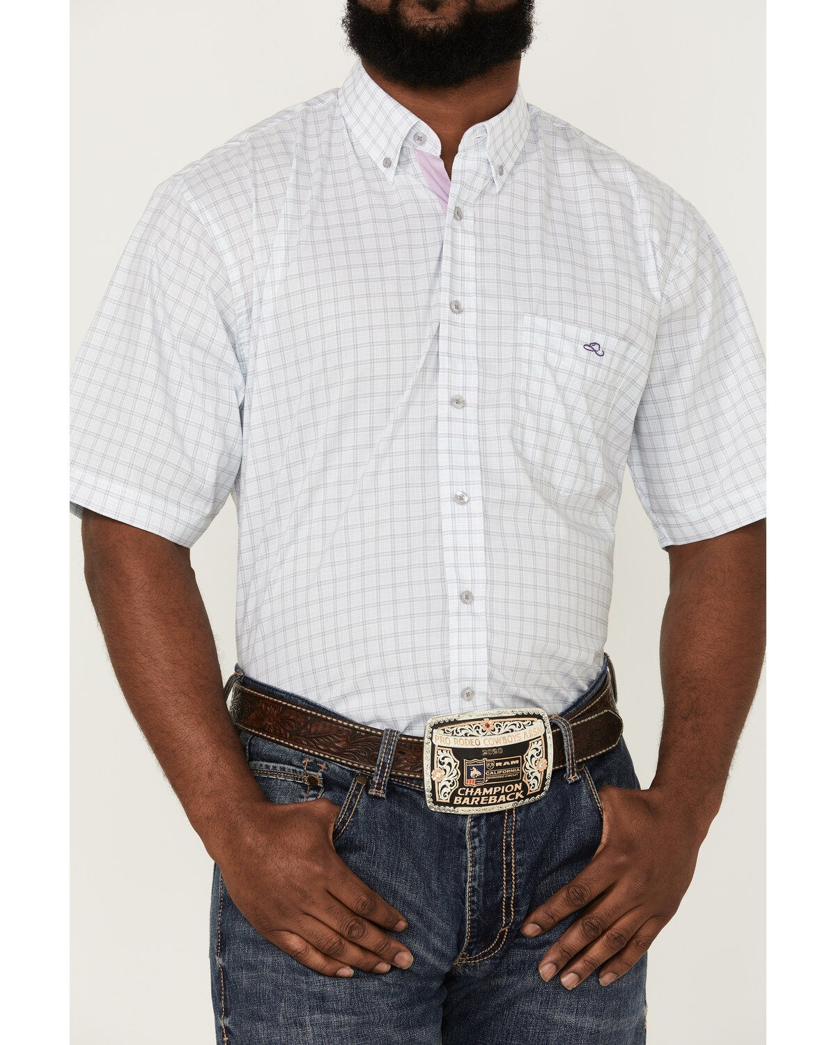 Image #3 - Resistol Men's Milton Small Check Plaid Short Sleeve Button Down Western Shirt, , hi-res