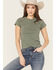 Image #1 - Rock & Roll Denim Women's Studded Baby Tee, Green, hi-res