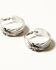 Image #2 - Idyllwind Women's Austin Steer Head Hoop Earrings, Silver, hi-res