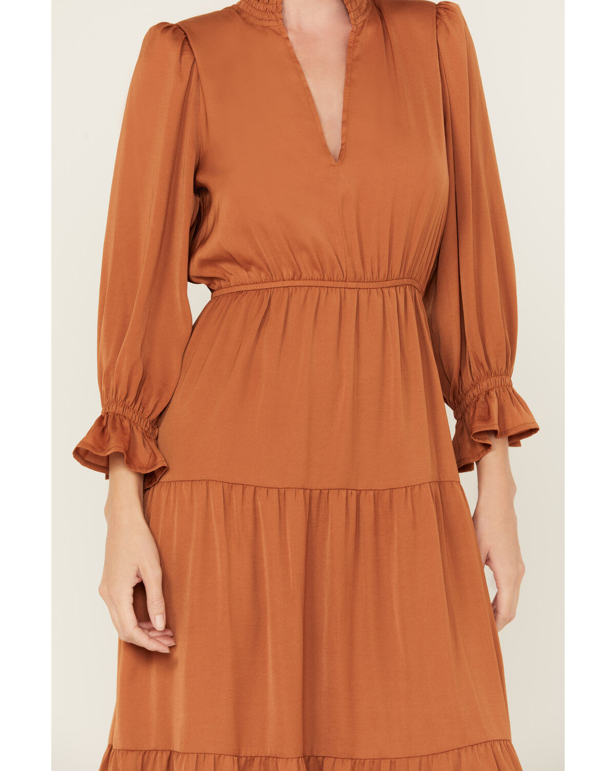 Image #3 - Revel Women's Tiered Midi Dress, Rust Copper, hi-res