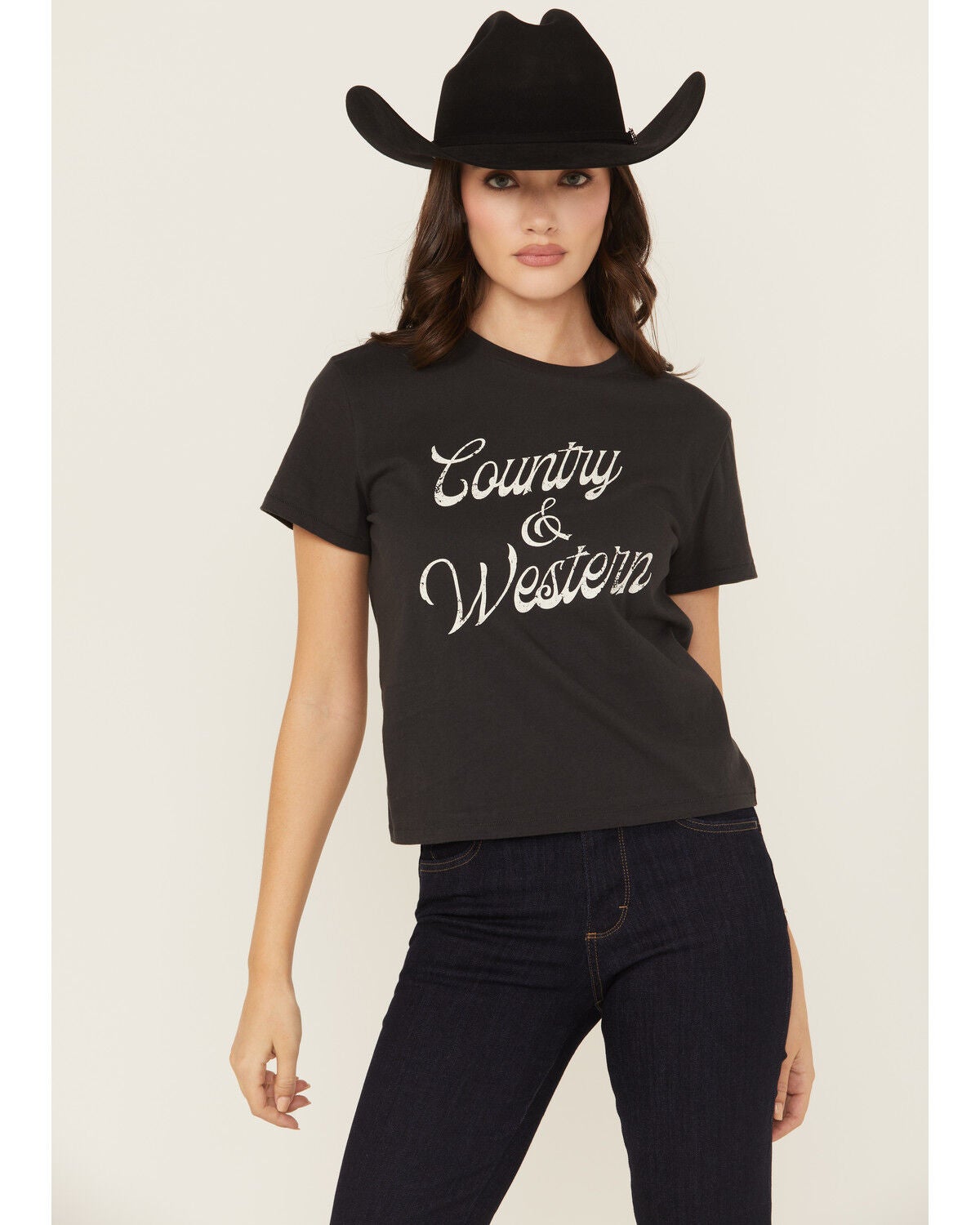 White Crow Women's Country & Western Short Sleeve Graphic Tee, Black, hi-res