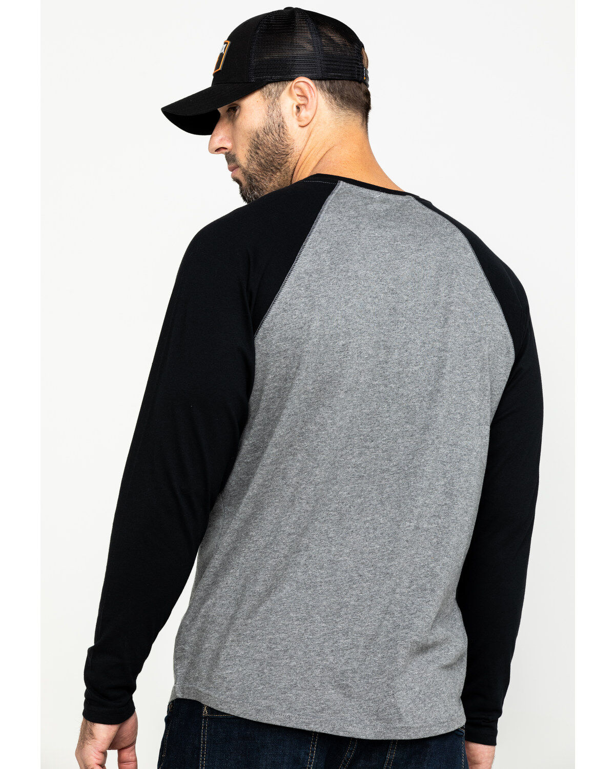 Image #2 - Hawx Men's Black Baseball Raglan Crew Long Sleeve Work Shirt, , hi-res