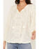 Shyanne Women's Long Sleeve Embellished Boho Blouse, Cream, hi-res