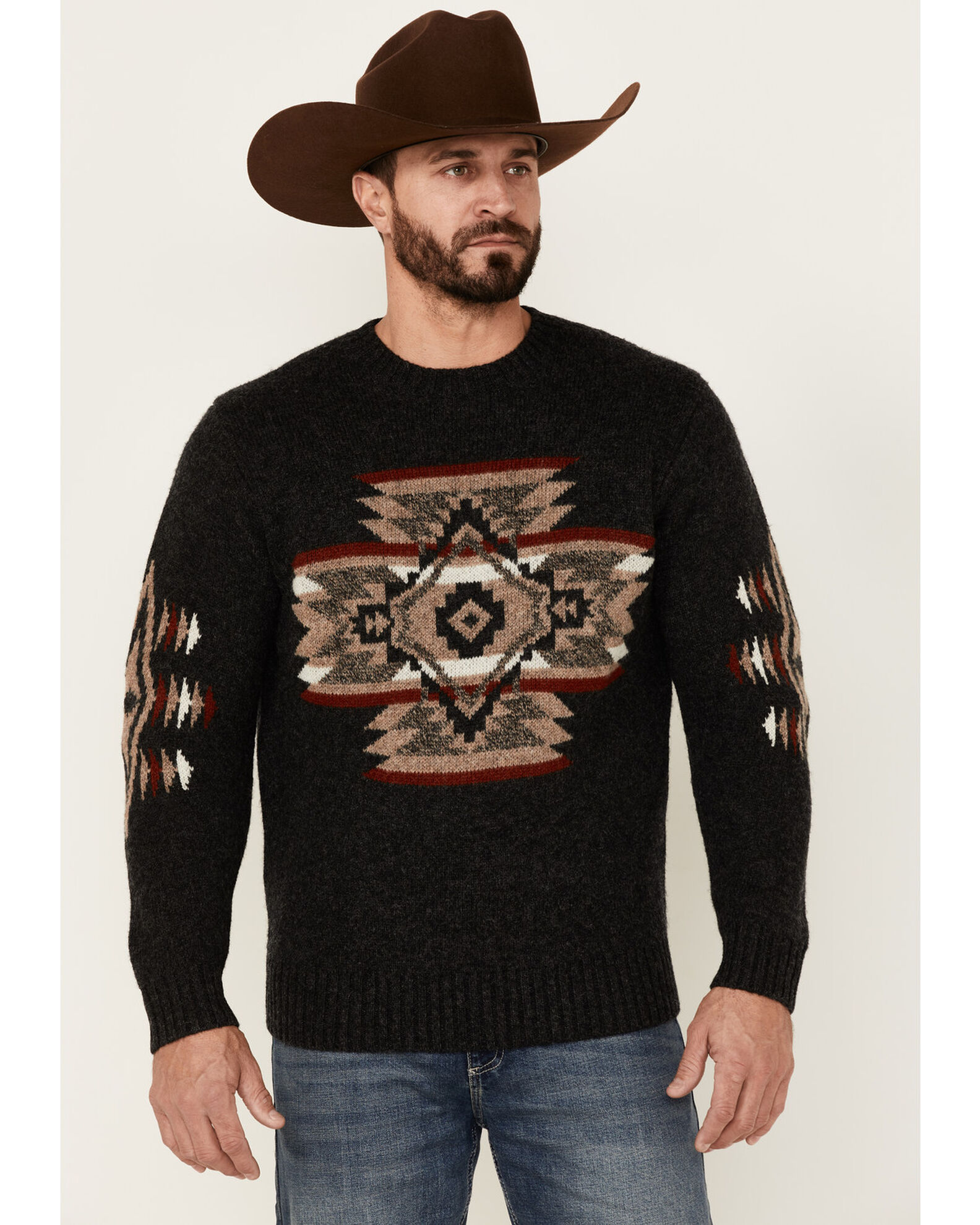 Pendleton Men s Shetland Wool Washable Crew Sweater Heather Black