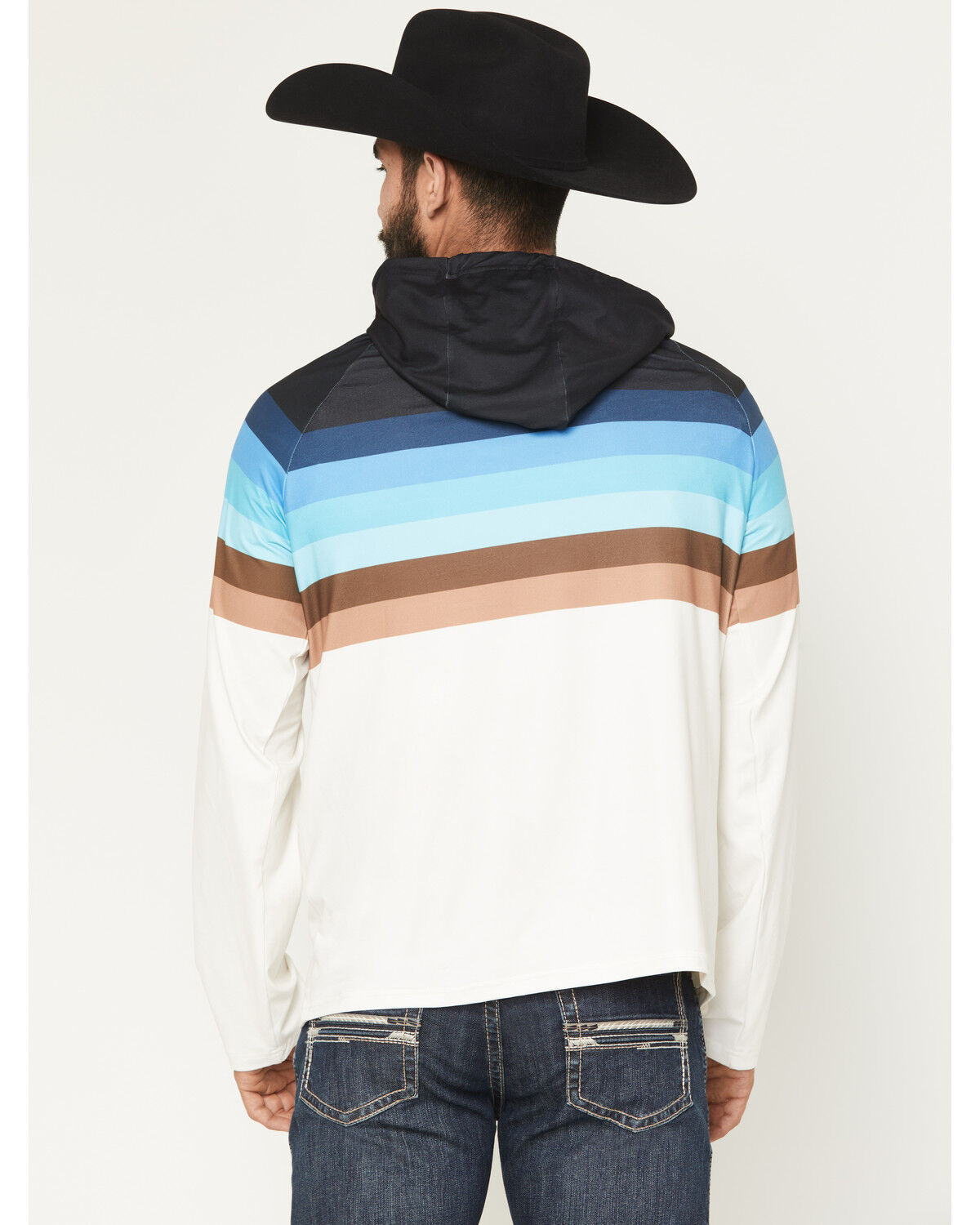 Image #4 - Rock & Roll Denim Men's Striped Hooded Sweatshirt, Blue, hi-res