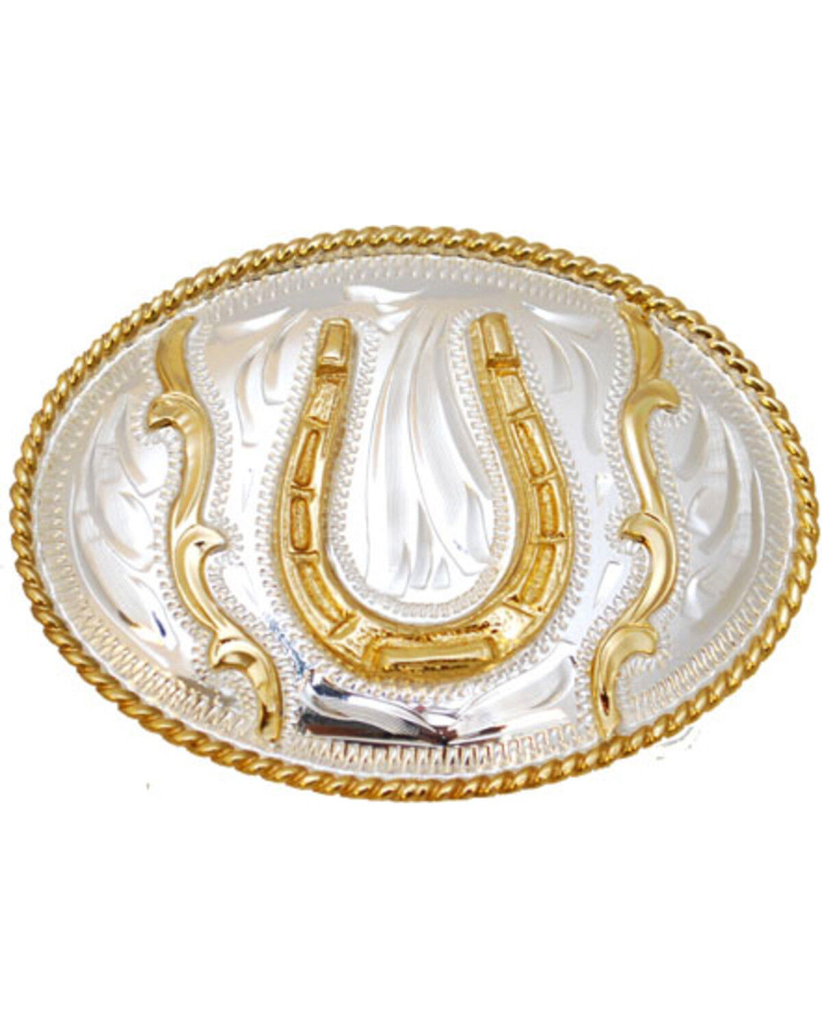 Image #1 - Western Express Men's Silver Small German Horseshoe Belt Buckle, Silver, hi-res