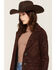 Image #2 - Pendleton Women's Geo Print Button-Down Wool Coat, Red, hi-res