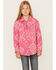 Fornia Girls' Southwestern Print Shacket , Pink, hi-res