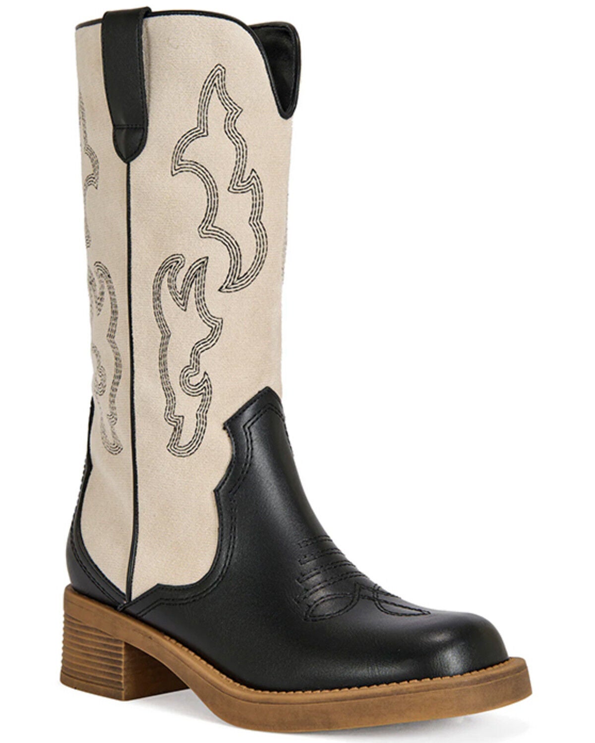 Azalea Wang Women's Mariana Western Boots - Square Toe, Black/white, hi-res