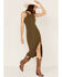 Cleo + Wolf Women's Halter Slit Midi Dress, Olive, hi-res
