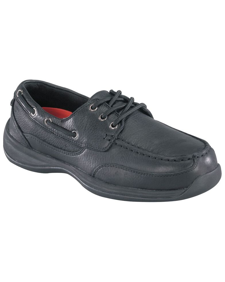 Rockport Women's Works Sailing Club Black Boat Shoes Steel Toe Boot