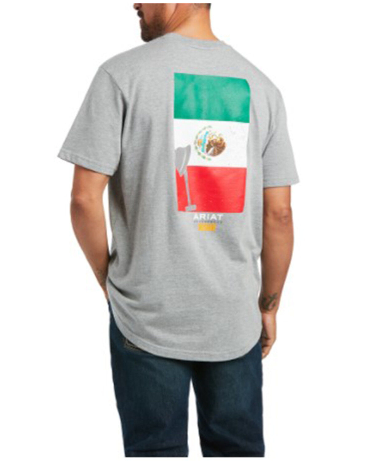 Image #2 - Ariat Men's Rebar Cotton Strong Mexico Pride Graphic Short Sleeve Work T-Shirt, Heather Grey, hi-res