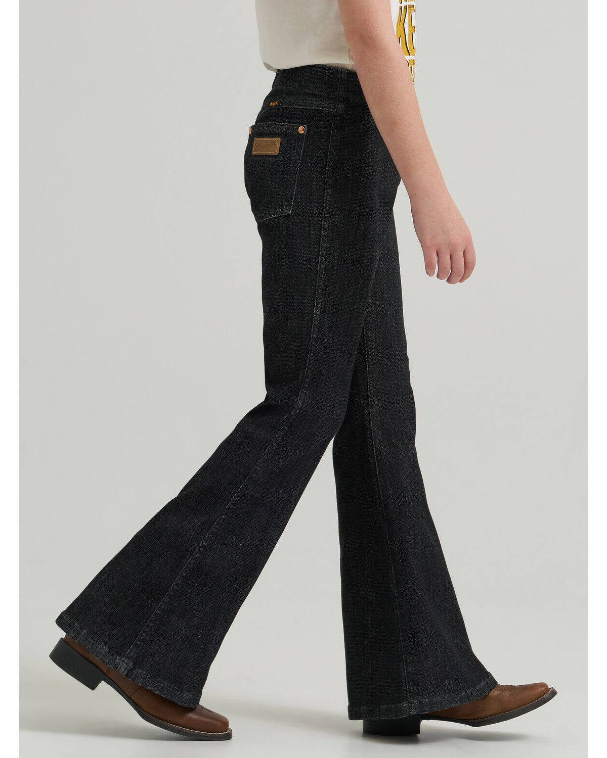 Image #2 - Wrangler X Lainey Wilson Girls' Pull-On Bell Bottoms, Black, hi-res