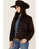 Image #2 - Shyanne Women's Quilted Faux Oil Skin Jacket, Dark Red, hi-res