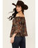Image #4 - Shyanne Women's Printed Off The Shoulder Peasant Top, Dark Brown, hi-res